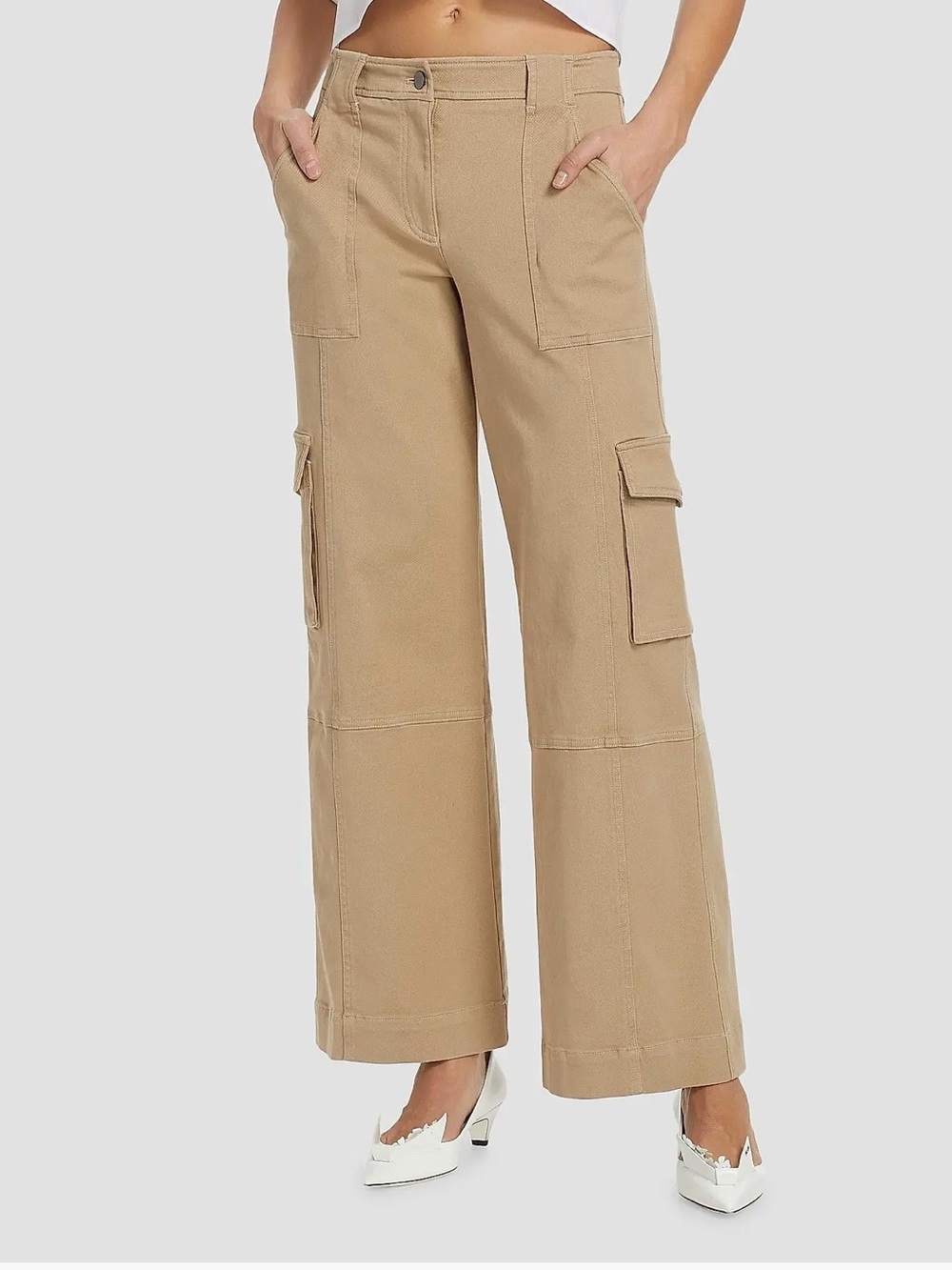 TWP Coop Cargo Pants Sz 2 Khaki Tan Wide-Leg Cotton Twill Utility Workwear